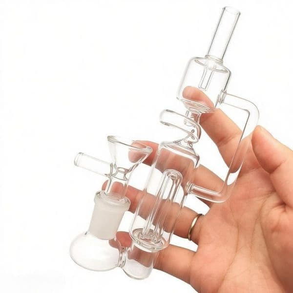 Clear Glass oil burner pipe Hookahs Recycler Thick Showerhead Smoking Water Tobacco Bong Pipe for 14mm male smoking banger bowl