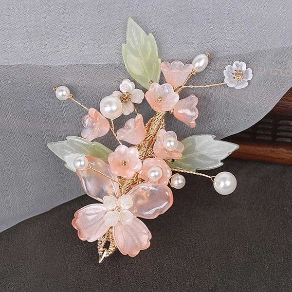 Flower Hair Clips Tiaras For Women Chinese Hanfu Hair Accessories Rhinestone Pearl Hairpins Vintage Wedding Bridal Party Jewelry M260522