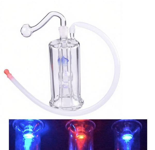 LED Glow Glass Hookah Smoking Pipe Smoke Shisha Glass Oil Burner Pipes Ash Catchers water Bong Percolater Bubbler with 10mm male banger Bowl Accessories