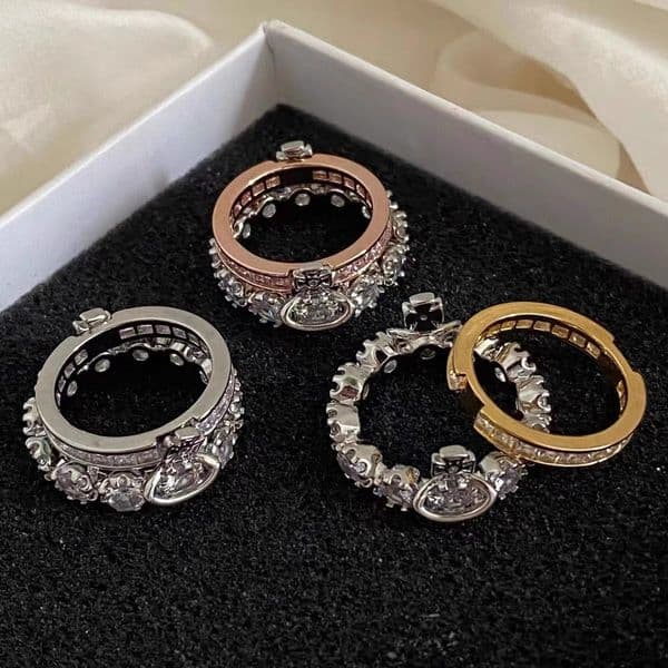 Viviane Vivienme Western Ring Woman Jewelry Designer Viviennelies Westwoodies Saturn Ring For Woman Men Double Layer Saturn Ring Detachable Planet Ring