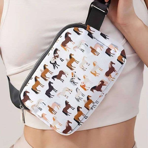 1pc, horse print fashion adjustable crossbody neutral sports waist bag, suitable for running