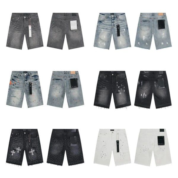 shorts purple shorts men designer High quality purple jeans Denim Trousers Mens Jeans Short hip hop hole Casual shorts Knee lenght jean clothing Purple Short jorts