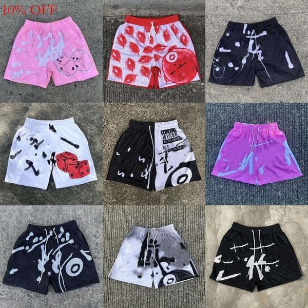 2026 Summer Designer Men's Quick-drying Letters Print Drawstring Sports Breathable Sweat-absorbing Y2K Basketball Shorts
