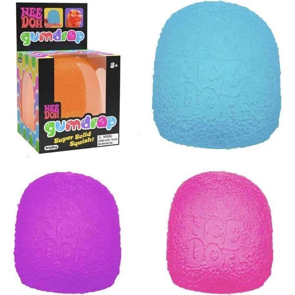 Schylling NeeDoh Gumdrop Textured Sensory Toy with Super Solid Squish 2.5 Tall - Colors May Vary (Pack of 1)