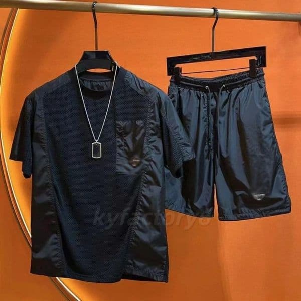 New Summer Round-neck Set Quick-drying Casual Men's Breathable Fashionable Thin Shorts Trendy Short-sleeve Set M-4XL