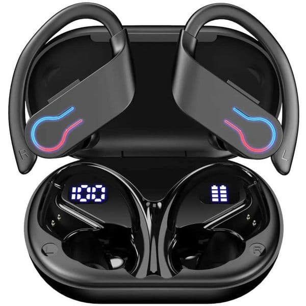 Wireless EarbudsSport Bluetooth 54 HeadphonesENC Noise Cancelling MicHiFi Stereo Over Ear Bud LED Display for iPhone Android T260525