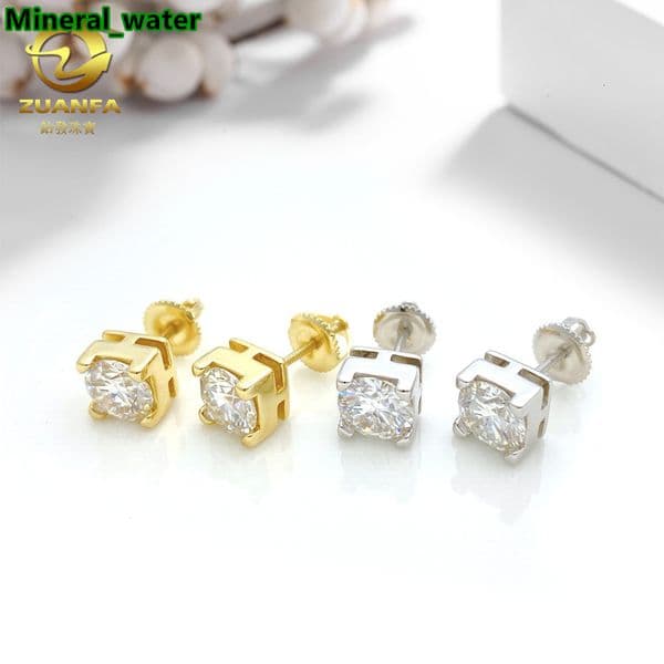 2022 New Mens and Womens VVS Moissanite Jewelry 925 Sterling Silver Earrings with Moissanite Hip-Hop Studs