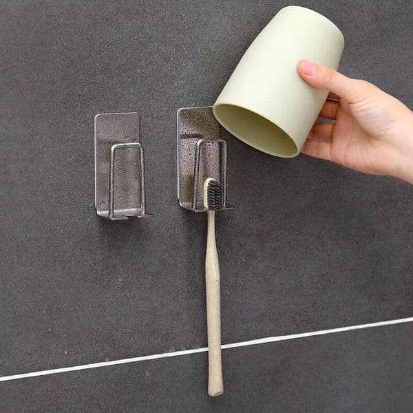 Stainless Steel Holder Wall Mounted Shaver Cup Rack Toothbrush Storage Organizer Bathroom Accessories for Home Hotel ddmythur