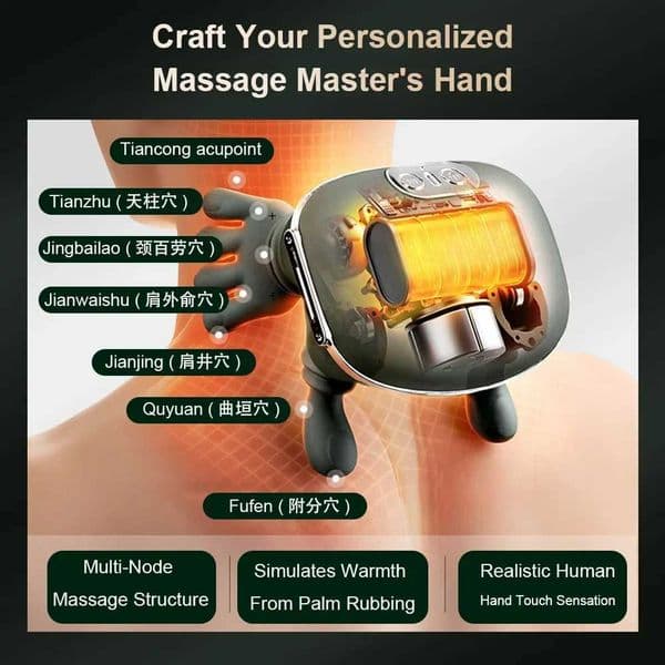 Finger Pressure Neck Massager Heated Back and Shoulder Massager Electric Kneading Neck Deep Massage Muscle Relax L260525CMJZ