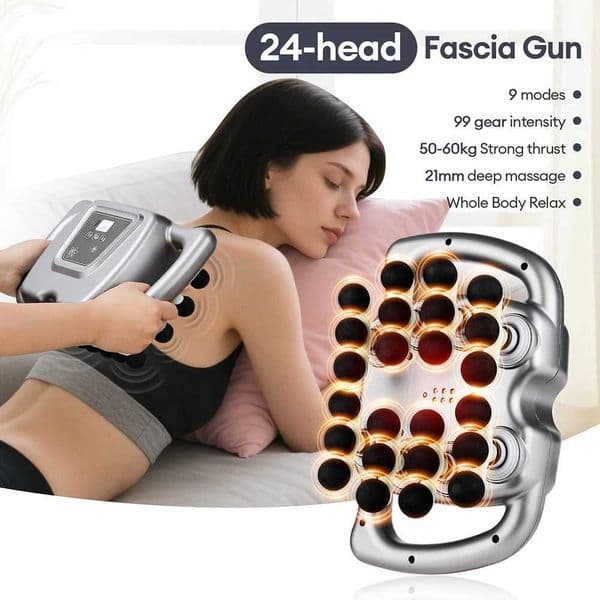 24-Head Fascia Gun 9 Modes High Frequency Vibration Body Massage Gun Back Neck Shoulder Waist Massager Muscle Masajeador L260525