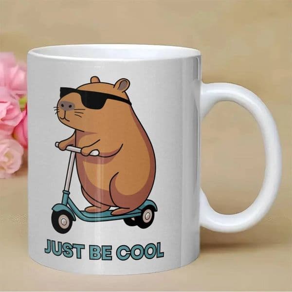This capybara riding a scooter mug is machine washable suitable home and office use, perfect for everyday drinking water ddmythur