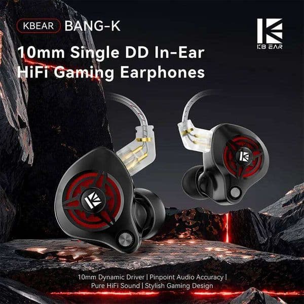 KBEAR BANG-K BK1 In-Ear Earphones HiFi Gaming 10mm Dynamic Driver 3.5mm USB-C for games dedicated earphones 26Y0525