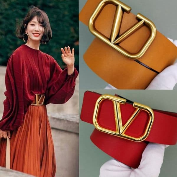 Designer 2026 Genuine Leather V-buckle Belt Decoration Paired With Belts, Luxury Clothing, Dresses, And Waistbands For Women, Accessories, Slimming Wide Waist Ci
