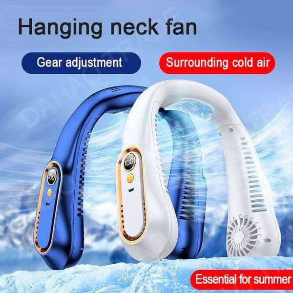 Hanging Neck Digital Display Power Ventilador Bladeless Neckband Fan Portable Mini Air Cooler USB Rechargeable Electric Fans 26L0526