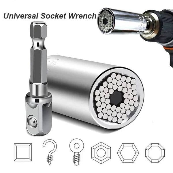 Universal Socket Wrench Head Set Sleeve Gadget 7-19mm Power Drill Adapter Spanner Key Nut Magic Grip Multi Hand Tools multitool ddmynov