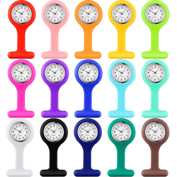 Clip on Silicone Nurse Pocket Watch Brooch Pin Christmas Gift Party Favor Quartz Watches 15 Colors to choose