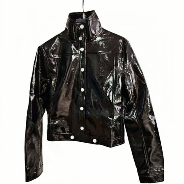 High quality French brand High Quality 25ss Summer Fashions Designer Shirt Jacket Patent Leather Shiny Pu Jacket Trendy Shiny Slim Fit Long Sleeved Jacket cour skirt