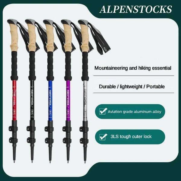 1pcs Aluminum Outdoor Hiking Anti Shock Sticks Telescopic Trekking Climbing Poles Ultralight Walking Canes 135CM W260526