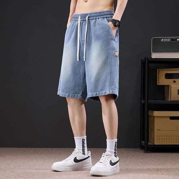 Summer new starry sky pattern trend jeans men's street denim unisex pocket loose shorts cotton casual fashion 4xl