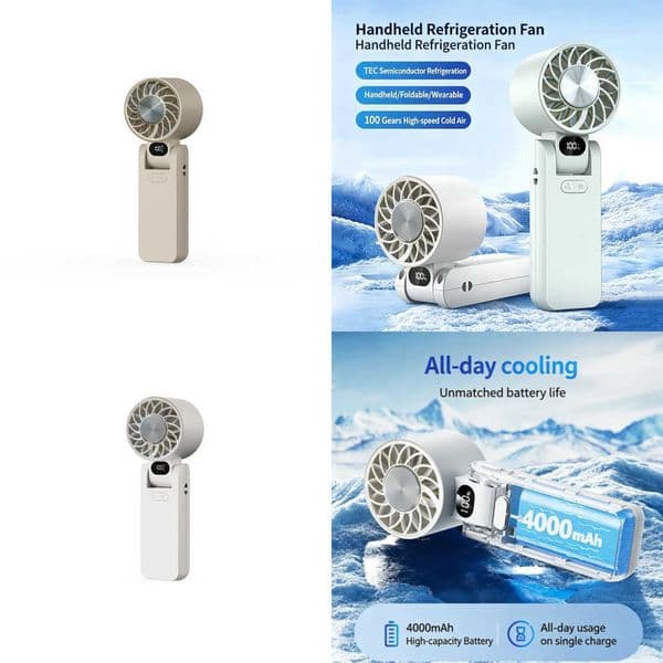 Portable High Speed Handheld Cooling Fan 4000mAh Rechargeable with 100 Adjustable Wind Speeds Mini Foldable Turbo Air Cooler Z260526W8IT