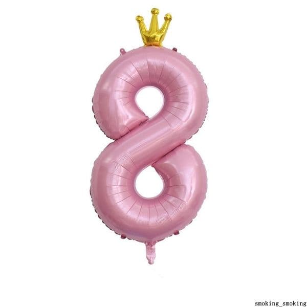40 Inch Large Big Conjoined Crown Pink Digital Aluminum Foil Balloon Birthday Party Decorations Baby Shower Gift Number Balloons with Crown DHL