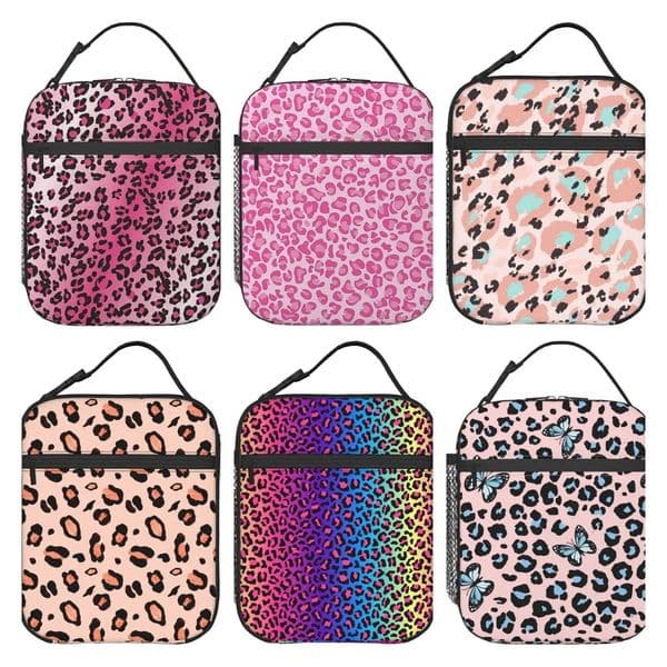Animal Cheetah Pink and White Leopard Print Lunch Bag Tote Bag Lunch Bag for Men Women Kids Lunch Box Insulated Lunch Bag 260527