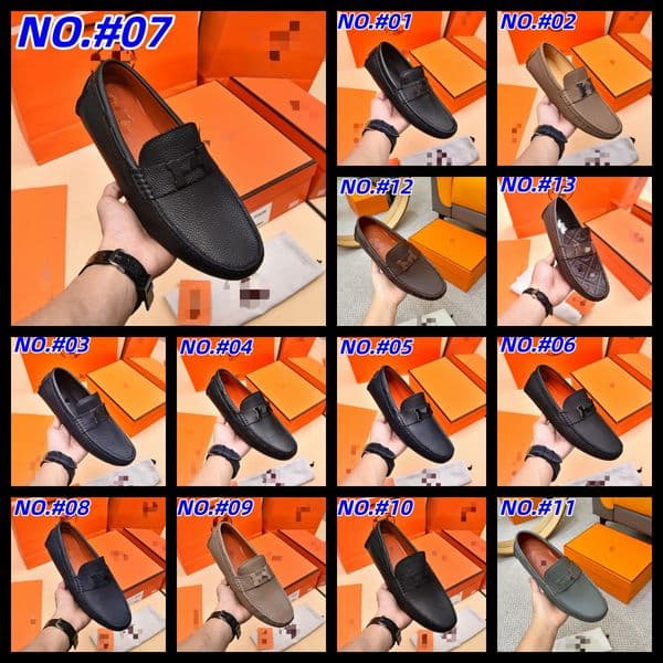2026 Luxury Loafers shoe Men Slip On Autumn Footwear Leather Social Luxury Elgant Designer Fashion Mocassin Casual Shoes Mens Man Gray size 38-46