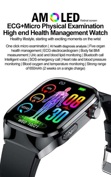 Whosale 10pcs ECG+PPG Smart Watch Blood Pressure Uric Acid Smartwatches