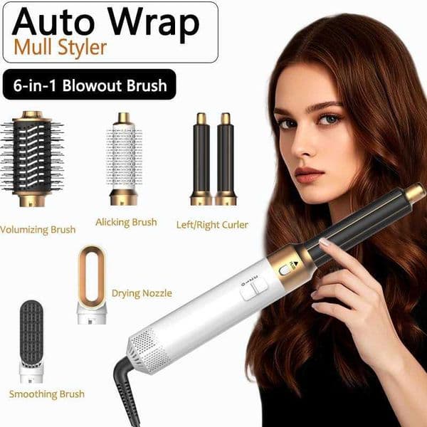 6 in 1 Hair Dryer Brush Detachable Airflow Comb Curler Straightening Brush Heat Control Styler for Smooth Hair L260526