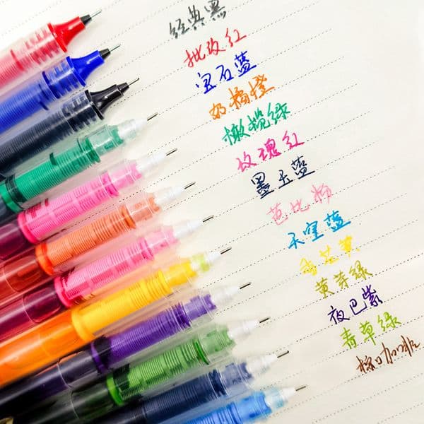 Colorful Liquid Rollerball Large Capacity Gel Quick-Drying Full Needle Tube Direct Ink Color High-Value Journal Pen