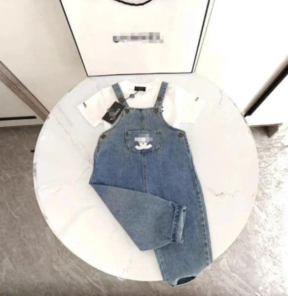 Hot Style Baby Denims Trousers Selling Designer Denim Overalls for Men and Women Baby Tops + Pant Set Thin Jeans Size 90-140cm A9