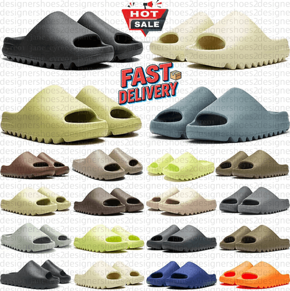 With box Designer Slides for Men Women Slippers Sandals Onyx Cinder Sand Bone Resin Stone Sage Slate Grey Vermilion Slide Slipper Summer Beach Sandal Womens Slippers