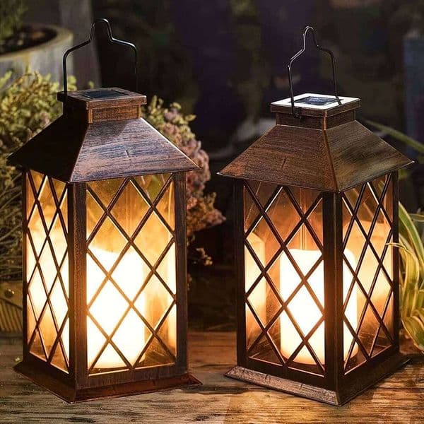 1/2PCS Solar Lantern, Flickering Flame-less Candle LED Light, Garden Hanging Decoration, for Courtyard and Party Decoration S260527