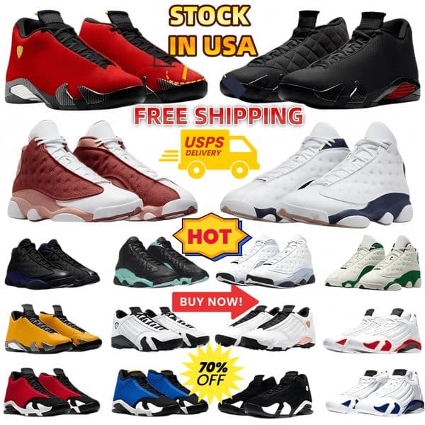 Original Box 13 14 Basketball Shoes 13s 14s Sneakers Pine Green Midnight Navy Dune Red Blue Grey j13 US Open j14 Oxidized Flint Black University Trainer — detail 1