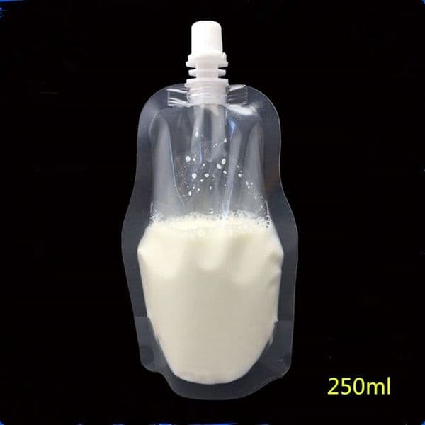 250ml Stand-up Transparent Plastic Drink Packaging Bag Spout Pouch for Beverage Liquid DIY Juice Milk Coffee TAX DUTY FREE HJ