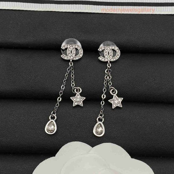Designer Jewelry cc earrings luxury double C earrings water drop and star accessories 925 silver designed to match the original luxurious and elegant channel studs