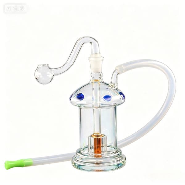 Wholesale Mini Glass Bongs Water Pipe Mushroom Design Glass oil burner Pipe Hookah With 10mm male smoking oil Bowl and silicone hose