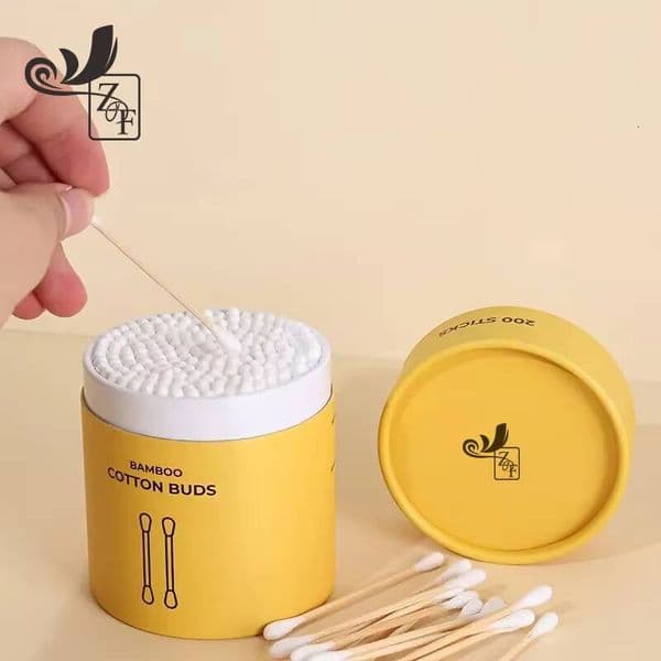 Customized round box organic hygienic biodegradable pointed cotton swabs