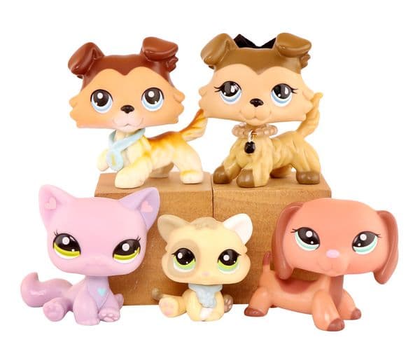 5 pcs LPS Pet Toy Minilpsshop Little Pet Figure Collie 58 893 Sitting Cat 1994 Kitten 1074 Dachsund 2046 Collectible Kid Gift Playset