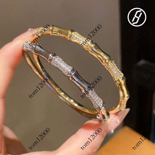 New 2026 Chinese Style 18K Gold Plated Zircon Bamboo Joint Bracelet Elegant Versatile Cuff Light Luxury High End Original Jewelry Designer Bangle Wholesale 4