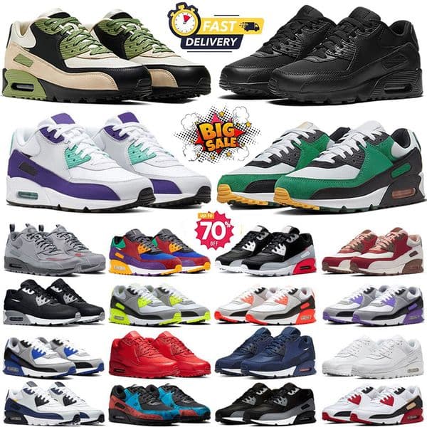 Classic Designer 90s Running shoes For Men Women Triple Black white Mesh Leather Trainer Breathable Cushion Surface Sneakers Sports Eur 36-45