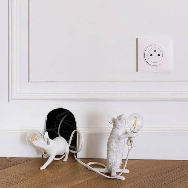 Nordic Designer Mouse LED Resin Lamp Desktop Bedside Lights Home Room Decor Lighting Desk Table Lamps