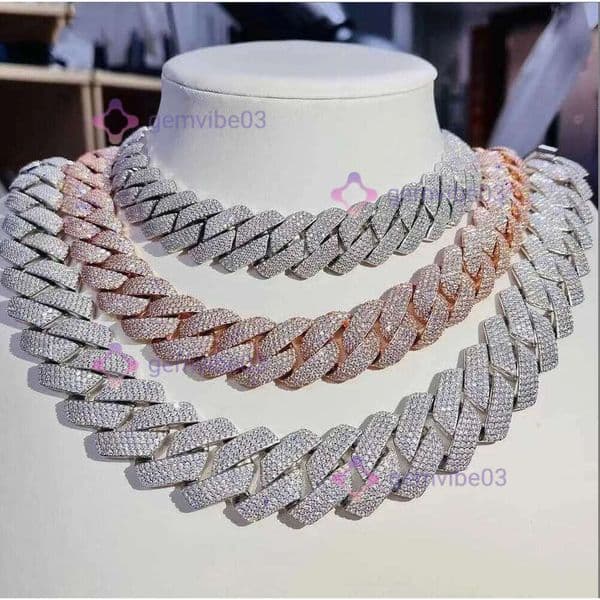 moissanite Cuban Link Chain Custom chain Pendant Necklaces Pass Test Vvs Moissanite Diamond Hip Hop Men Jewelry