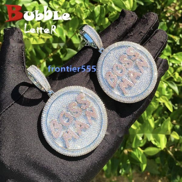 New Hip-Hop Full-Diamond BOSSMAN Letter Pendant Jewelry Mens Moissanite Necklace Pendant