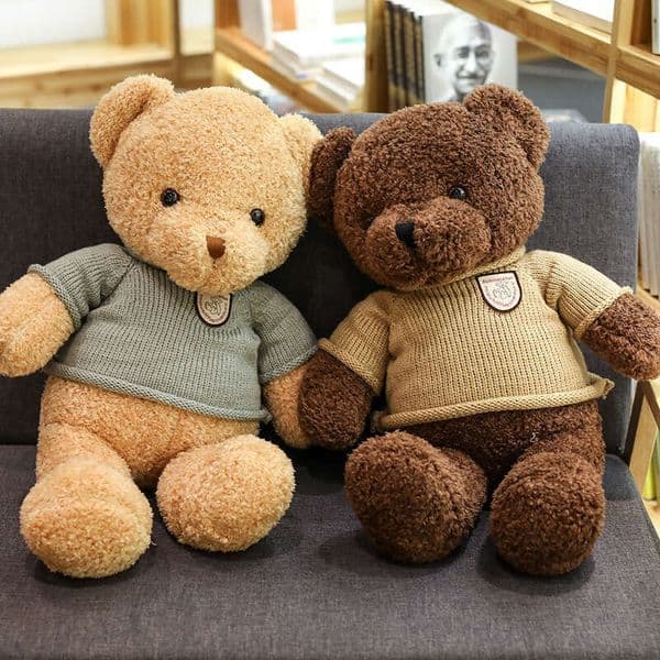 Large-sized sweater bear plush toy, cute teddy bear in dress-up style, perfect birthday gift for girls. Plush toys available for wholesale.