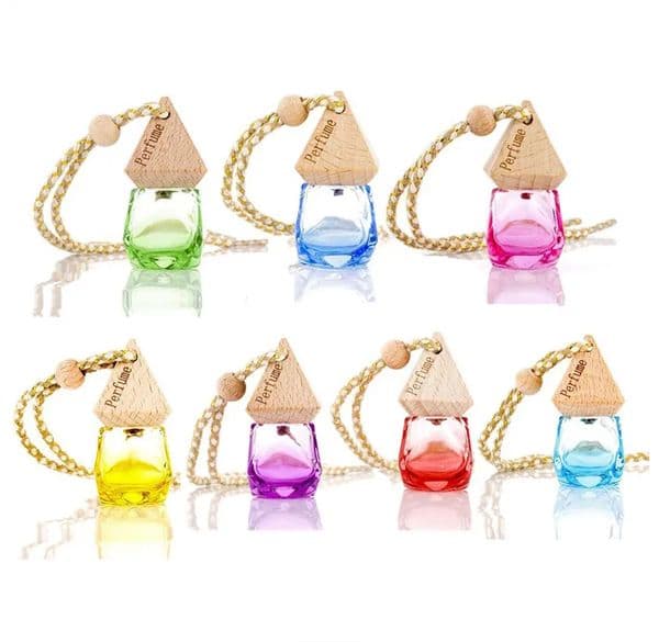 Car Decoration Glass Bottle Refillable Essence Oil Perfume Bottles Jar Air Freshener Diffuser Hanging Empty Container Ornaments TAX DUTY FREE HJ