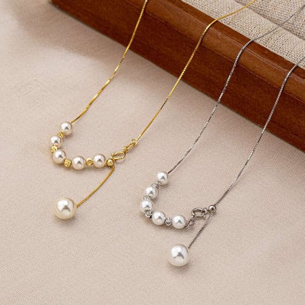 s925 silver necklace does not fade, autumn and winter women's high-end light luxury niche collarbone chain, new Chinese style pearl pendant jewelry