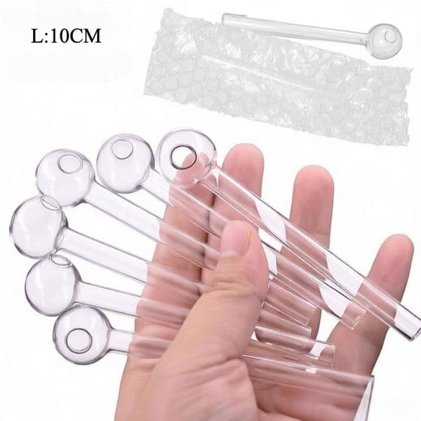 Wholesale Clear Smoking Glass Oil Burner pipe 4inch Smoke Straight Tube Pipes Water Hand Nail Tips Transparent smoking accessories