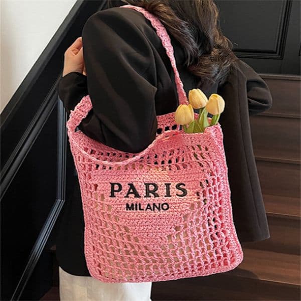 Designer Bag New Hollow Woven Women's Handbag Shoulder Bags Summer Straw Large Capacity Letter Tote Vacation Bag