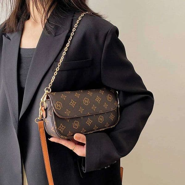 Designer Bag Fashionable Retro Printed Small Square Versatile Single Shoulder Bag; Crossbody Bag Under The Arm.